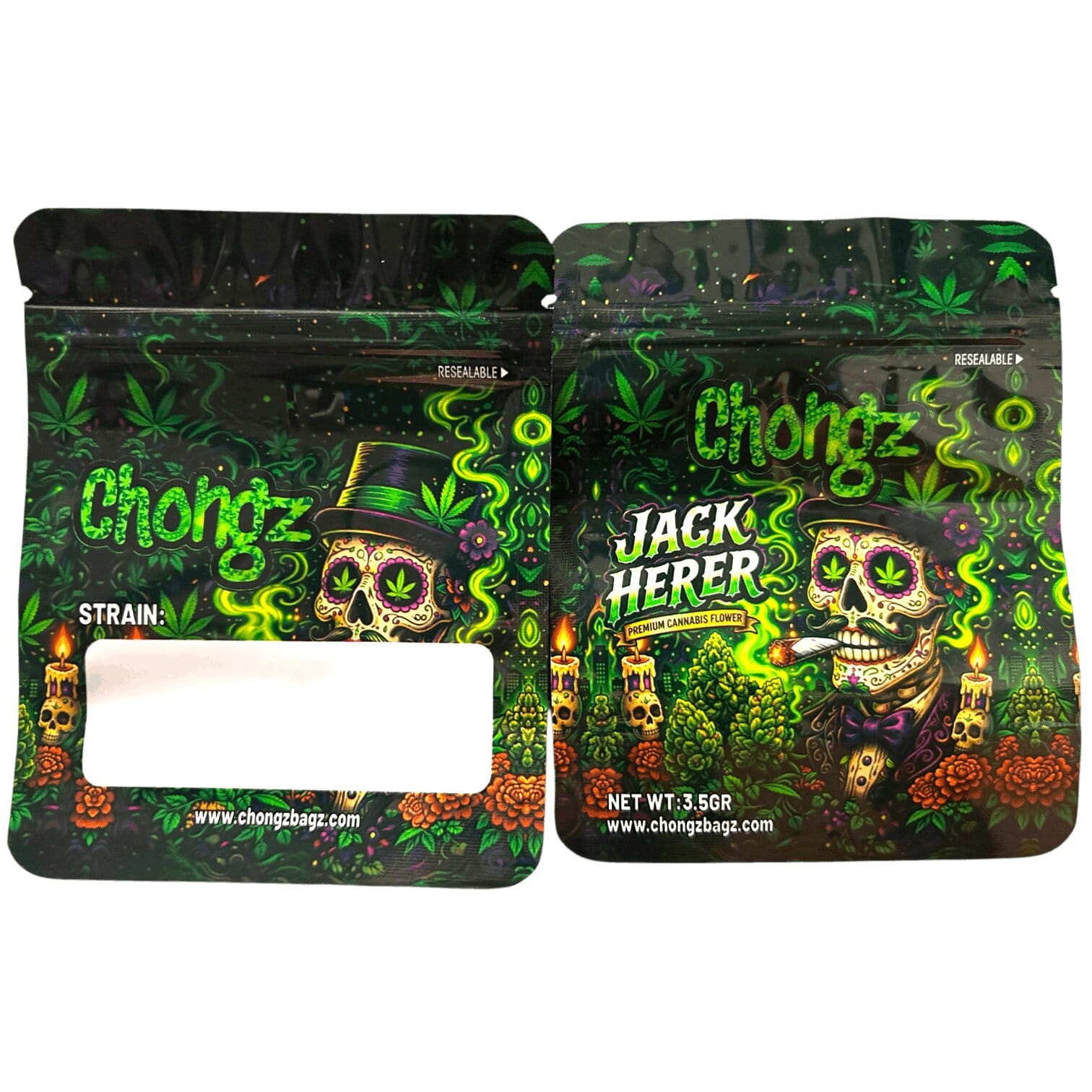 Jack Herer Chongz Mylar Bag, front and back