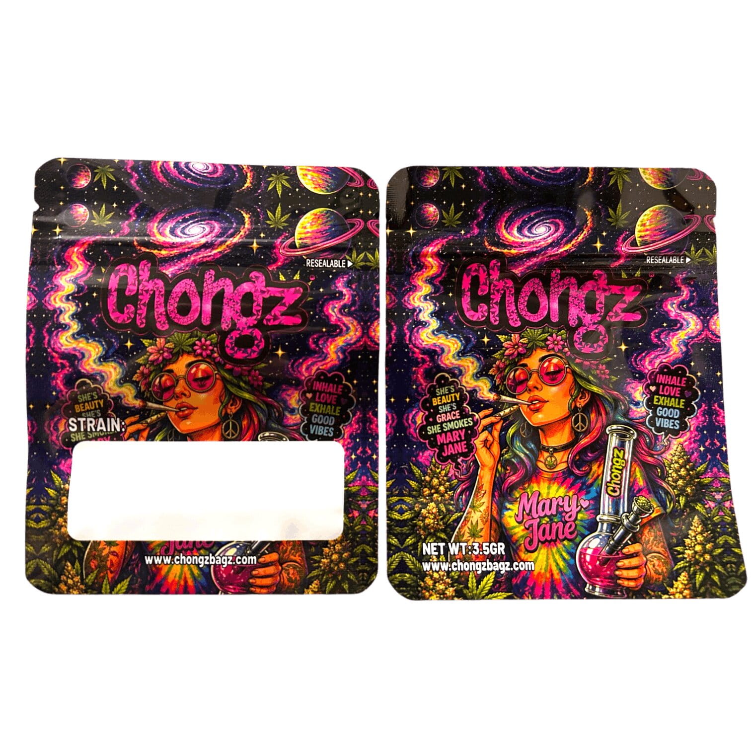 Jane Bong Chongz Mylar Bag, front and back