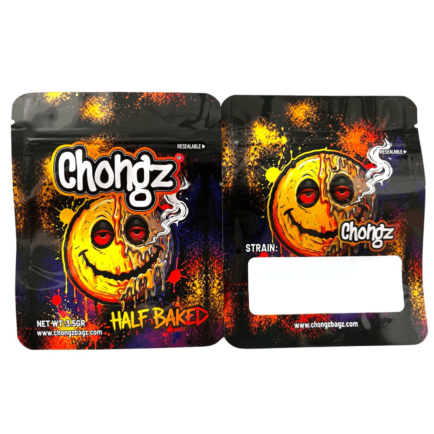 Half Baked Chongz Mylar Bag, front and back