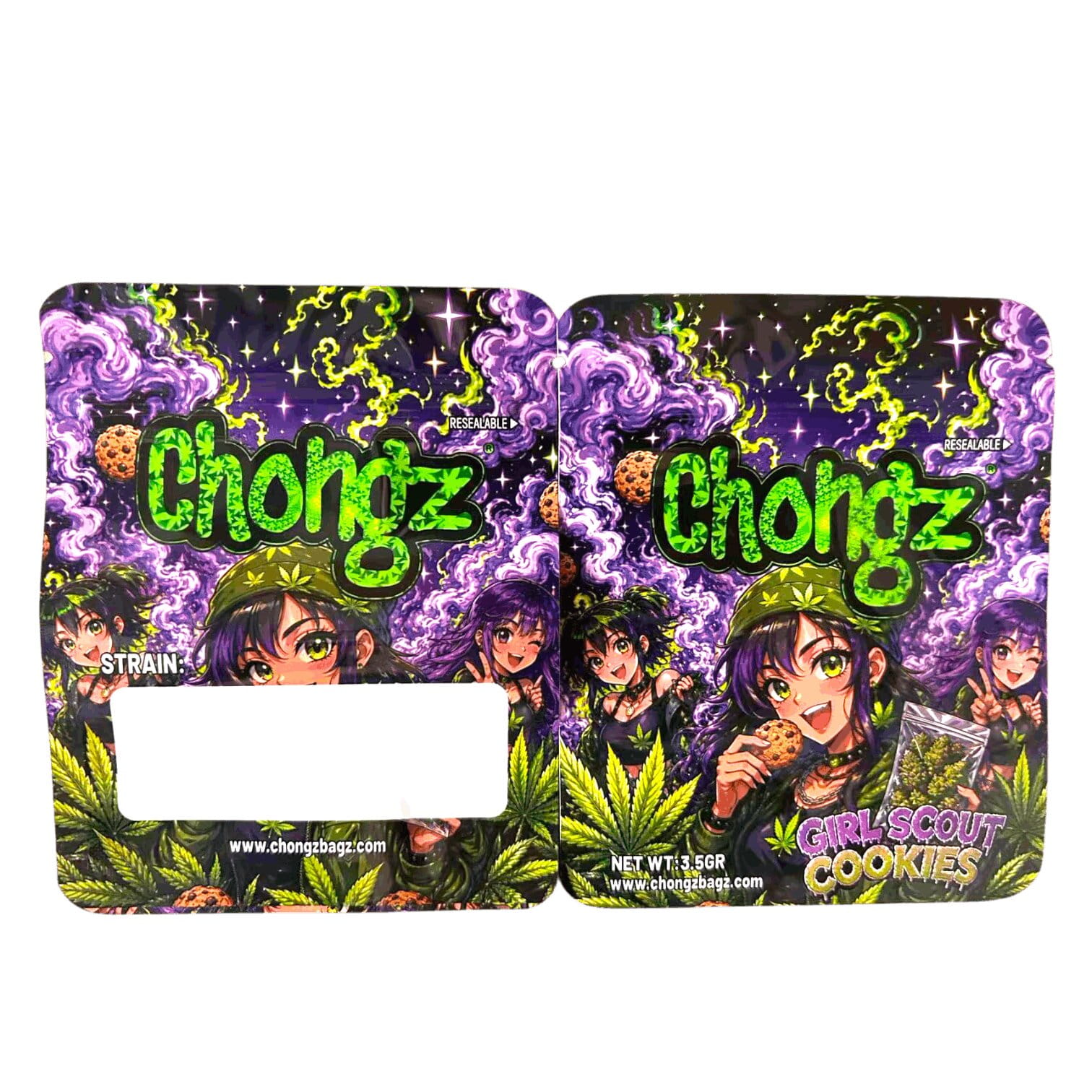 Girl Scout Cookies Chongz Mylar Bag, front and back